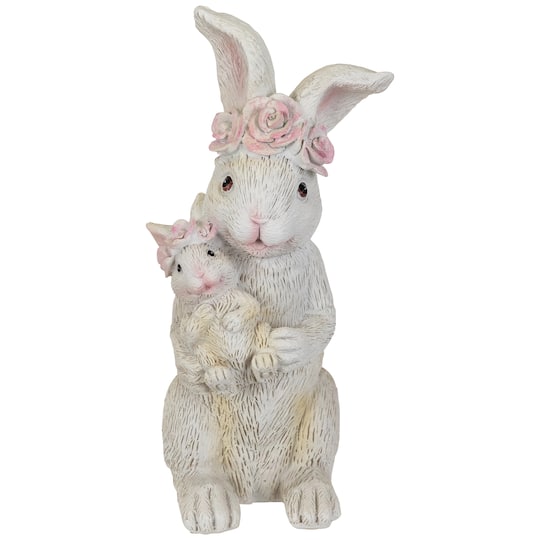 9.25" Mother & Baby Bunny Outdoor Garden Easter Statue